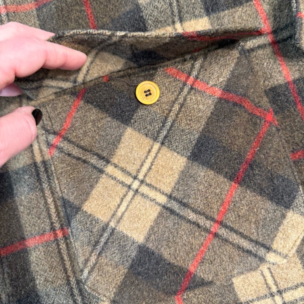 Vintage Le Collezioni Structure men's wool plaid jacket shirt brown tan red M - Picture 3 of 12